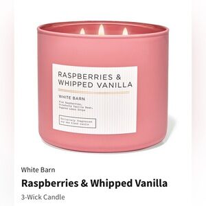 NIB White Barn “Raspberries & Whipped Vanilla” 3-Wick Candle w Decorative Lid.